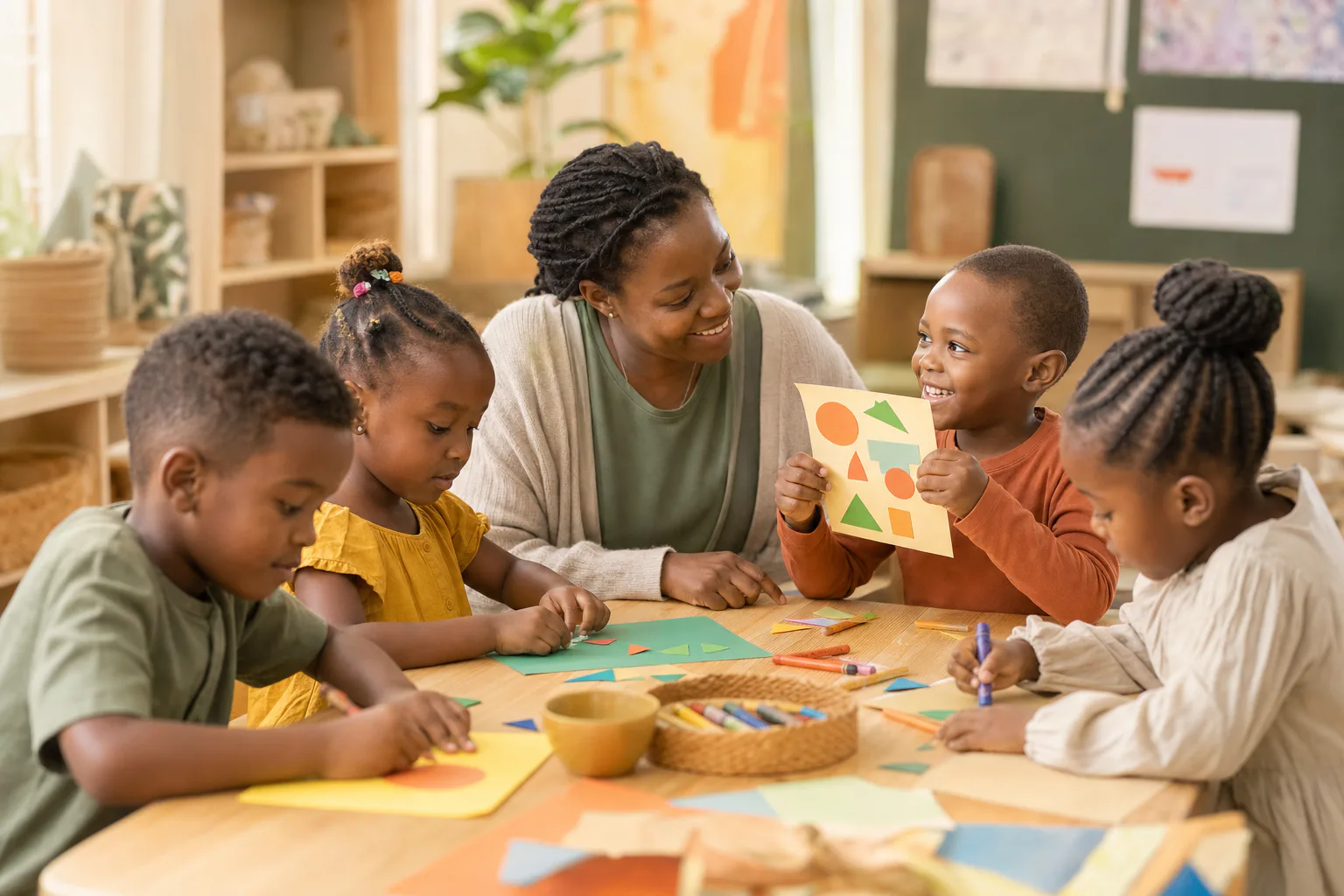 Temporary illustrative image of young children taking part in a guided creative activity